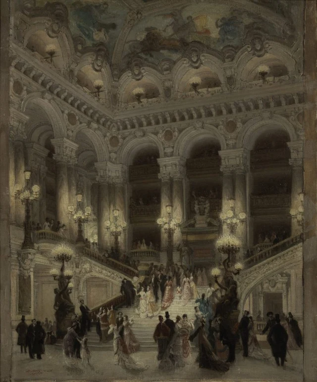 路易·贝鲁《歌剧院楼梯》,1877年,布面油画;卡纳瓦莱博物馆藏。