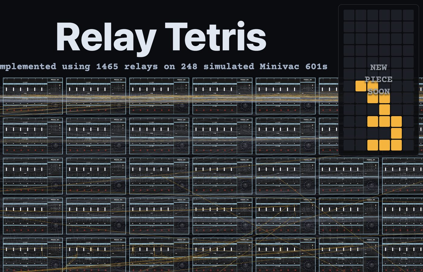 Relay Tetris — 248 台模拟的 Minivac 601 排成一面墙